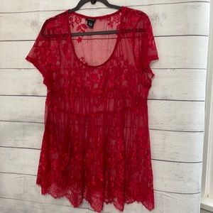 Lace Red Babydoll Top